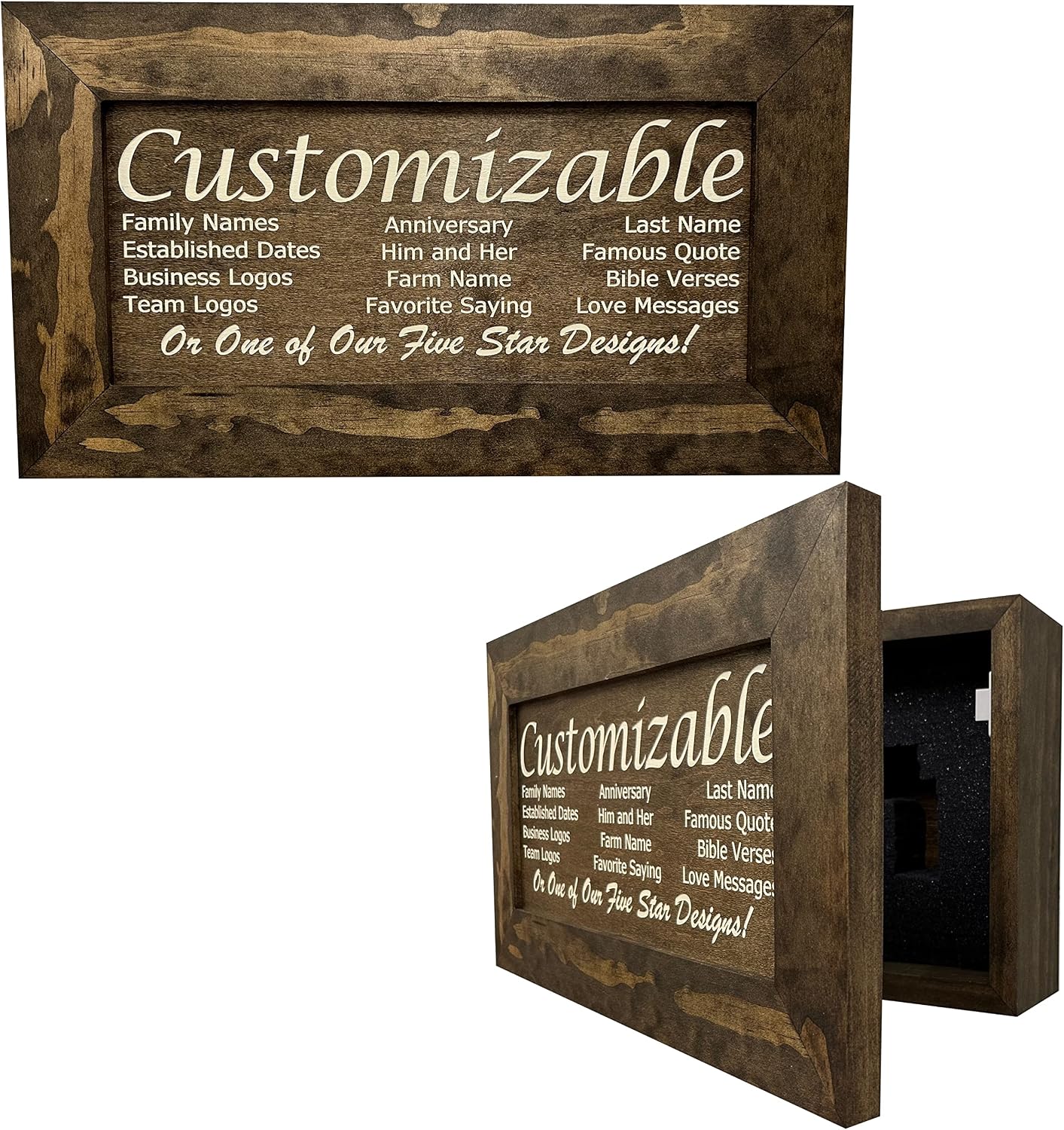 Bellewood Designs Customizable Gun Cabinet Wall Decoration - Personalized Gun Safe To Securely Store Your Gun In Plain Sight