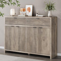 Fluted Sideboard Buffet Cabinet with Storage Drawers, 55' Large Accent Storage Cabinet with Doors and Adjustable Shelf, Modern Farmhouse Credenza for Entryway, Kitchen, Living Room - Gray