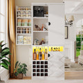 kepptory 72' Tall Kitchen Pantry Storage Cabinet, Freestanding Bar Cabinet with RGB LED Light, White Kitchen Buffet Sideboard with Doors for Dining Room Living Room