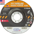 United Abrasives-SAIT 22015 A24R General Purpose Pipeline Wheel (Type 27 Depressed Center) 4' x 1/8' x 5/8', 25-Pack