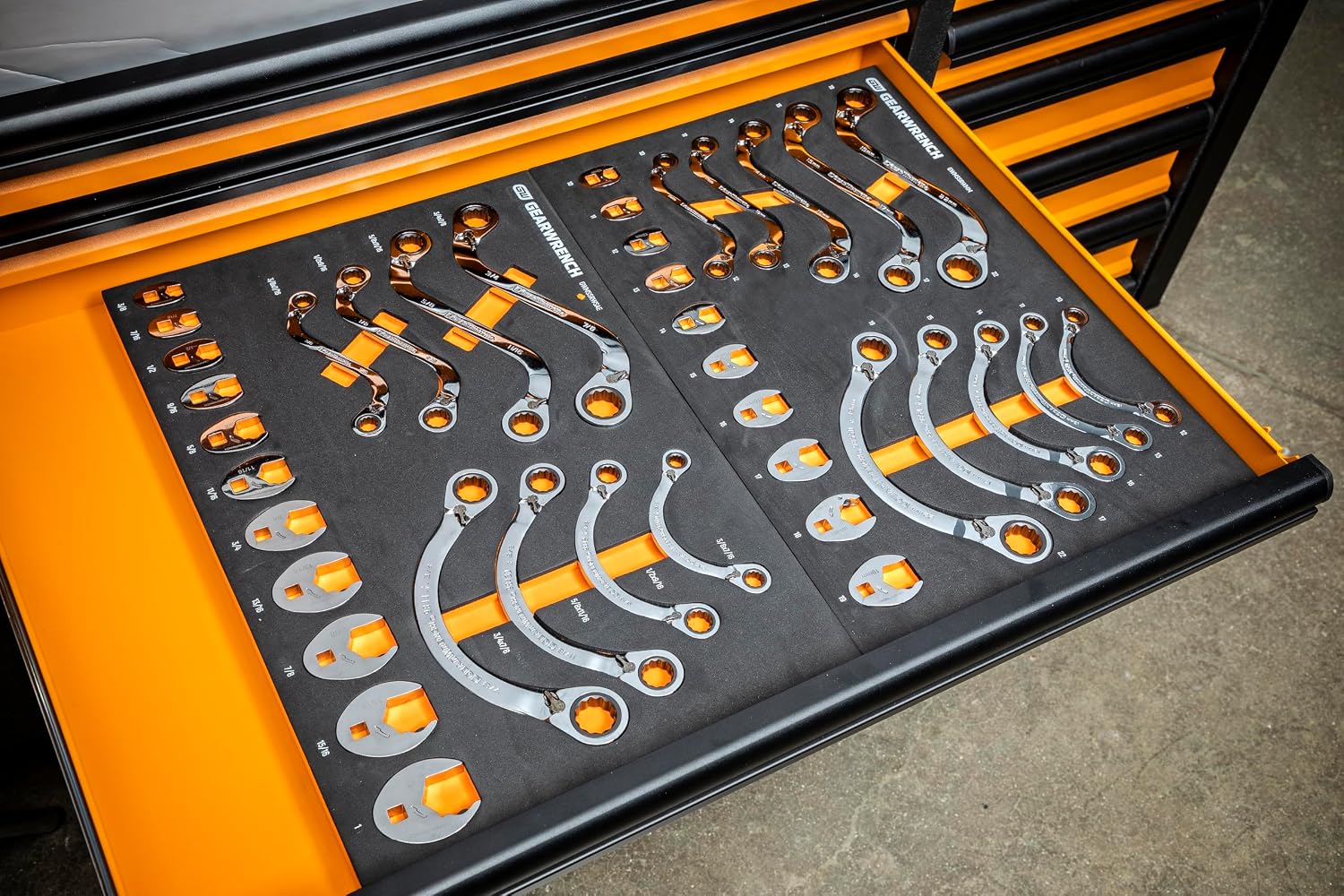 GEARWRENCH 19 Piece Specialty Ratcheting SAE Wrench Set in Foam Storage Tray - GWMSSRWSAE