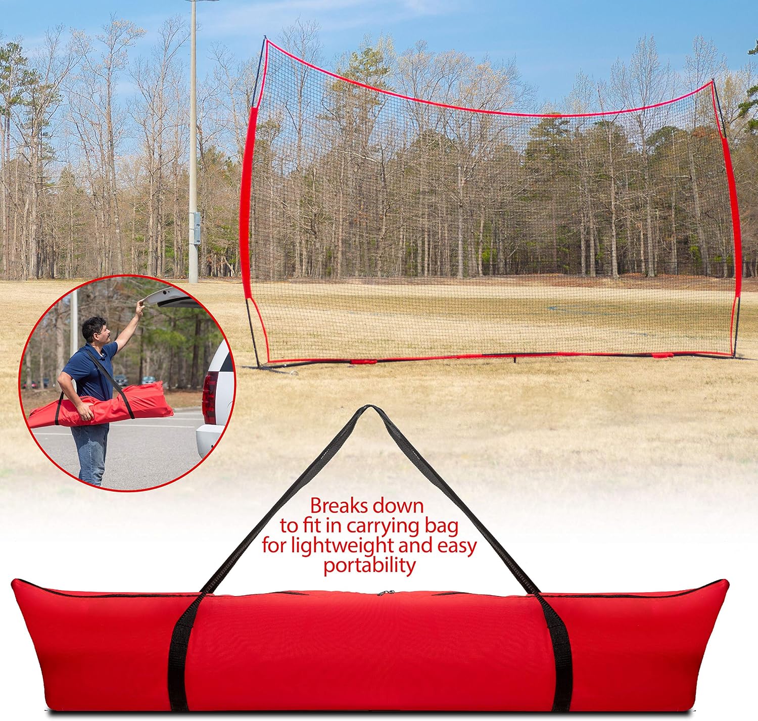 20x10 Lacrosse Backstop – Heavy Duty Lacrosse Backstop Netting, 200 Sq Ft Ball Stop Net for Backyard | Baseball, Soccer, Softball, Basketball, Hockey & Multi-Sport Training | Easy Setup, Portable