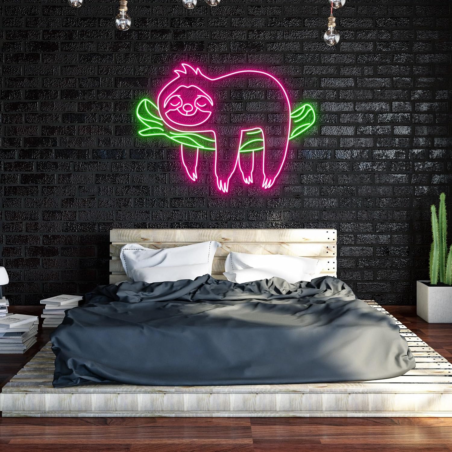 Cute Sloth Neon Wall Art with LED Light - Funny Lazy Sloth Sign Home Decor - Ideal for Gift - Sloth Neon sign - Bedroom Decor