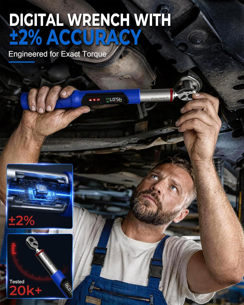 Digital Torque Wrench 3/8 & 1/2 Drive 5.02-99.57 Ft. Lb (6.8-135 N.m) / 12.54-250.7 Ft. Lb (17-340 N.m) ±2% Accuracy Digital Torque Wrench Set with Buzzer and LED Flash for Bike, Moto, Car