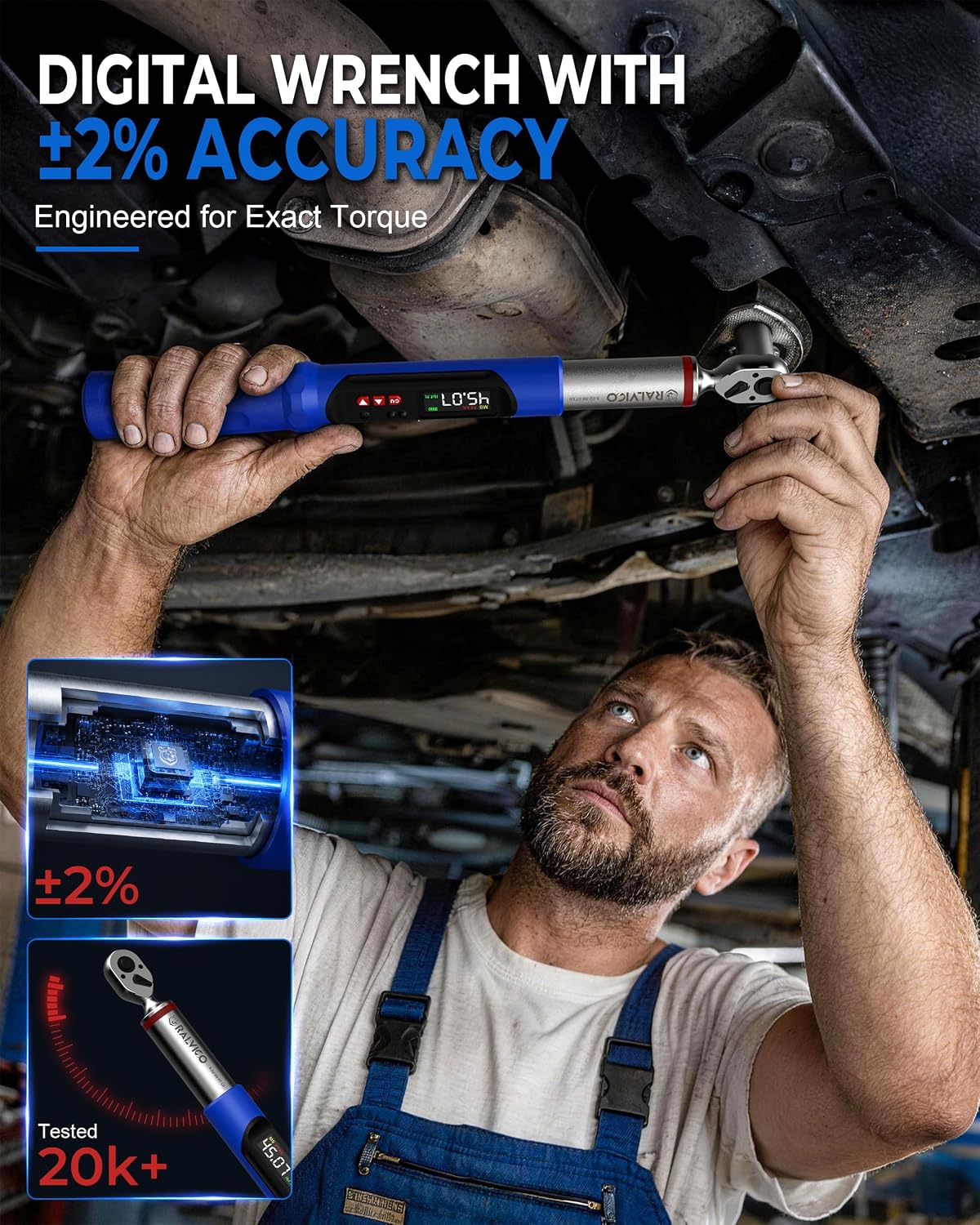 Digital Torque Wrench 3/8 & 1/2 Drive 5.02-99.57 Ft. Lb (6.8-135 N.m) / 12.54-250.7 Ft. Lb (17-340 N.m) ±2% Accuracy Digital Torque Wrench Set with Buzzer and LED Flash for Bike, Moto, Car