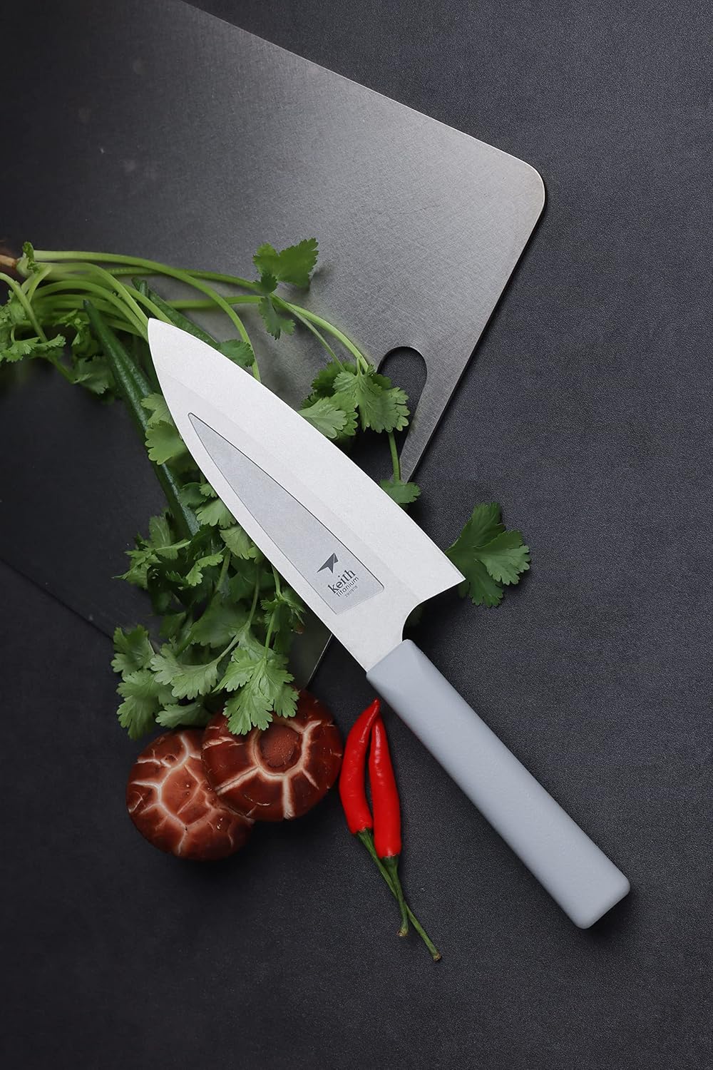 Keith Titanium Ti8742 Ultralight Silver-Titanium-Porcelain Tribrid Kitchen Meat Knife
