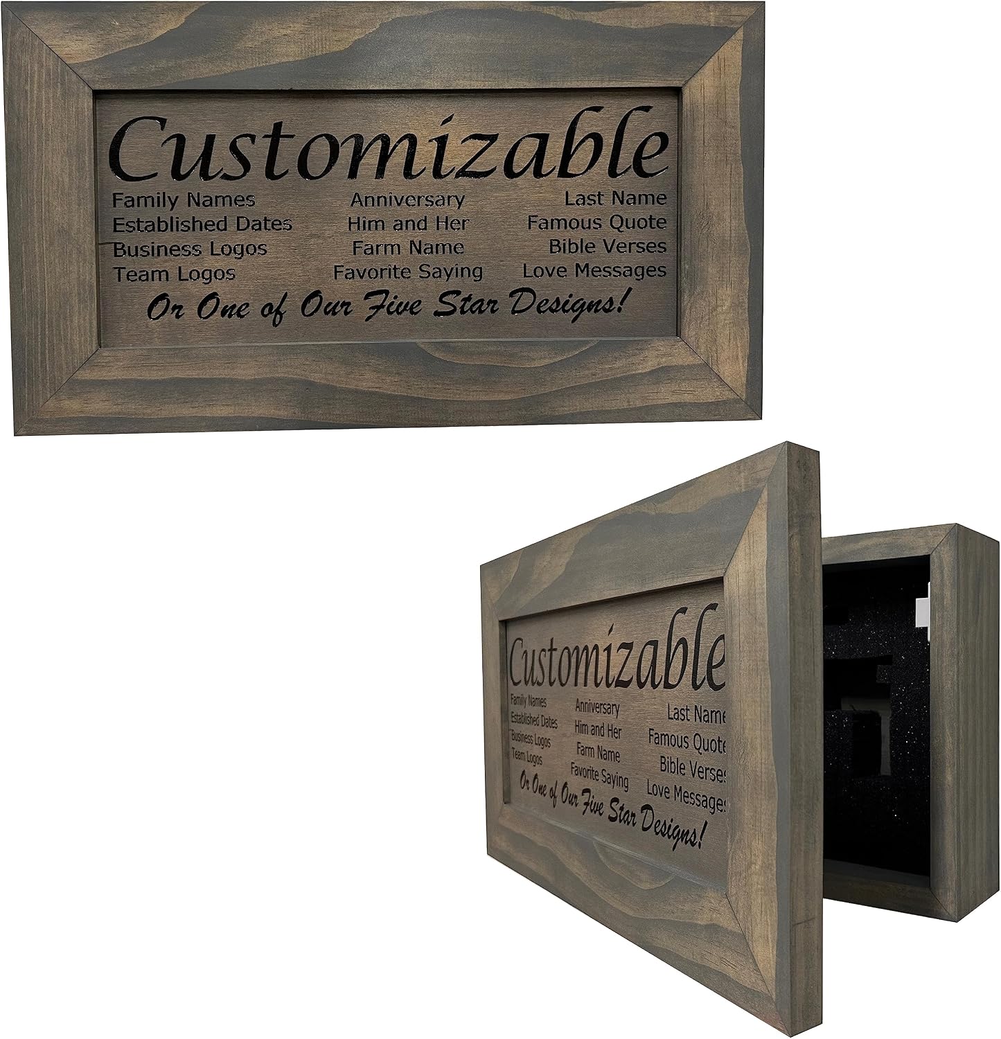 Bellewood Designs Customizable Gun Cabinet Wall Decoration - Personalized Gun Safe To Securely Store Your Gun In Plain Sight