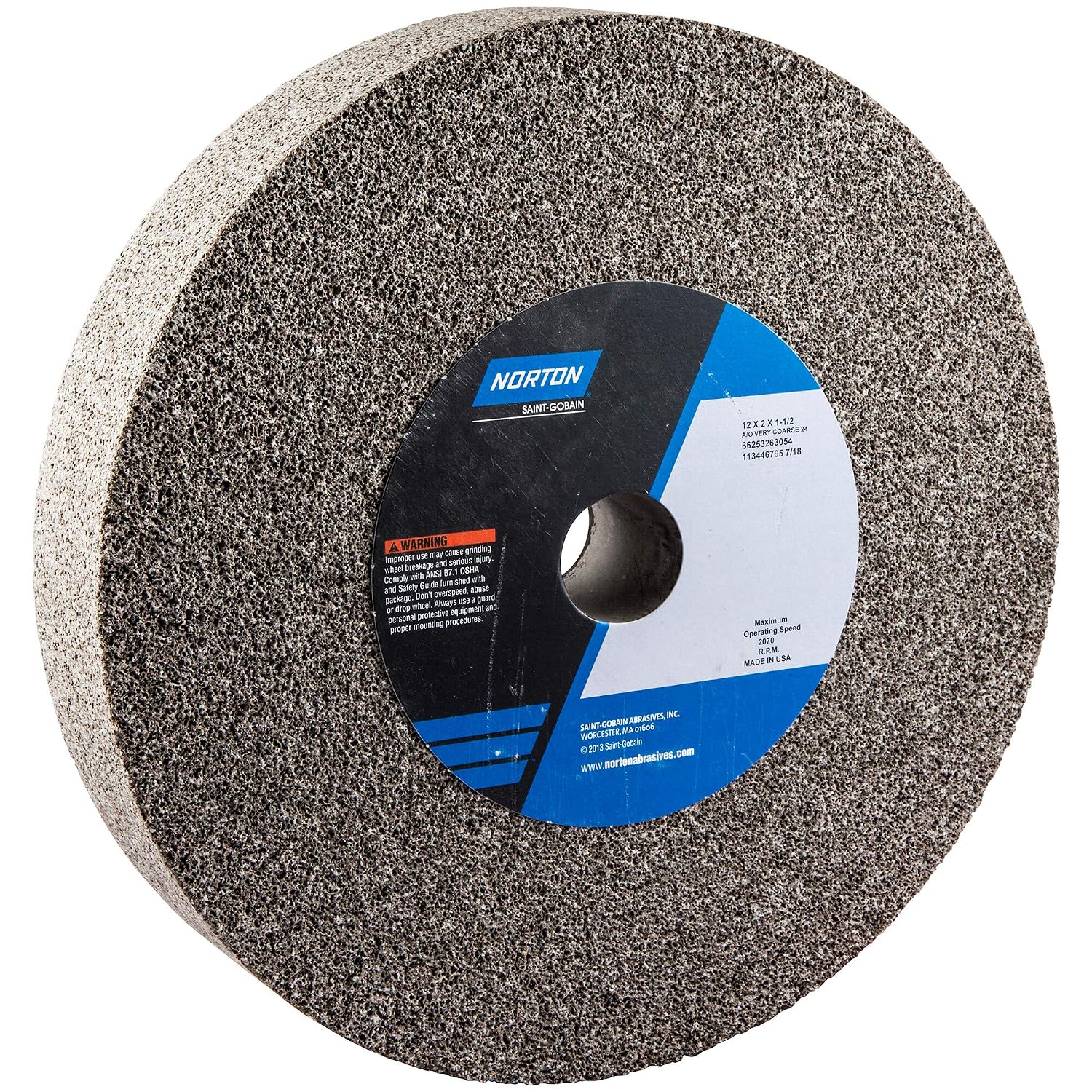 NORTON 66253263054 12'' X 2'' X 1-1/2'' Very COARSE Type 01 Straight Gemini Bench & Pedestal Grinding Wheel
