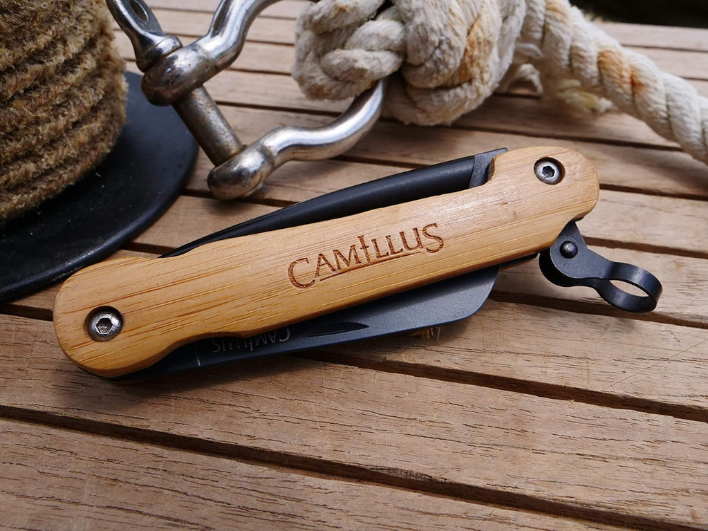 Camillus 7.5' Folder W/Marlin Spike Knife/Bamboo Handle/CARBONITRIDE Titanium™ / AUS-8