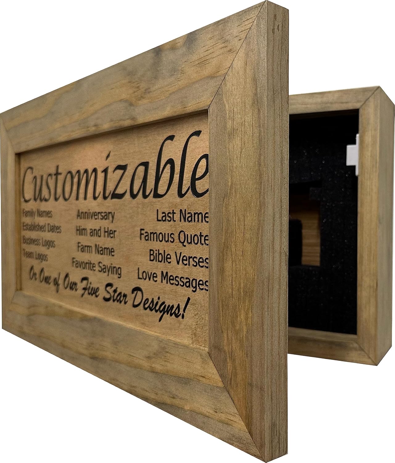 Bellewood Designs Customizable Gun Cabinet Wall Decoration - Personalized Gun Safe To Securely Store Your Gun In Plain Sight