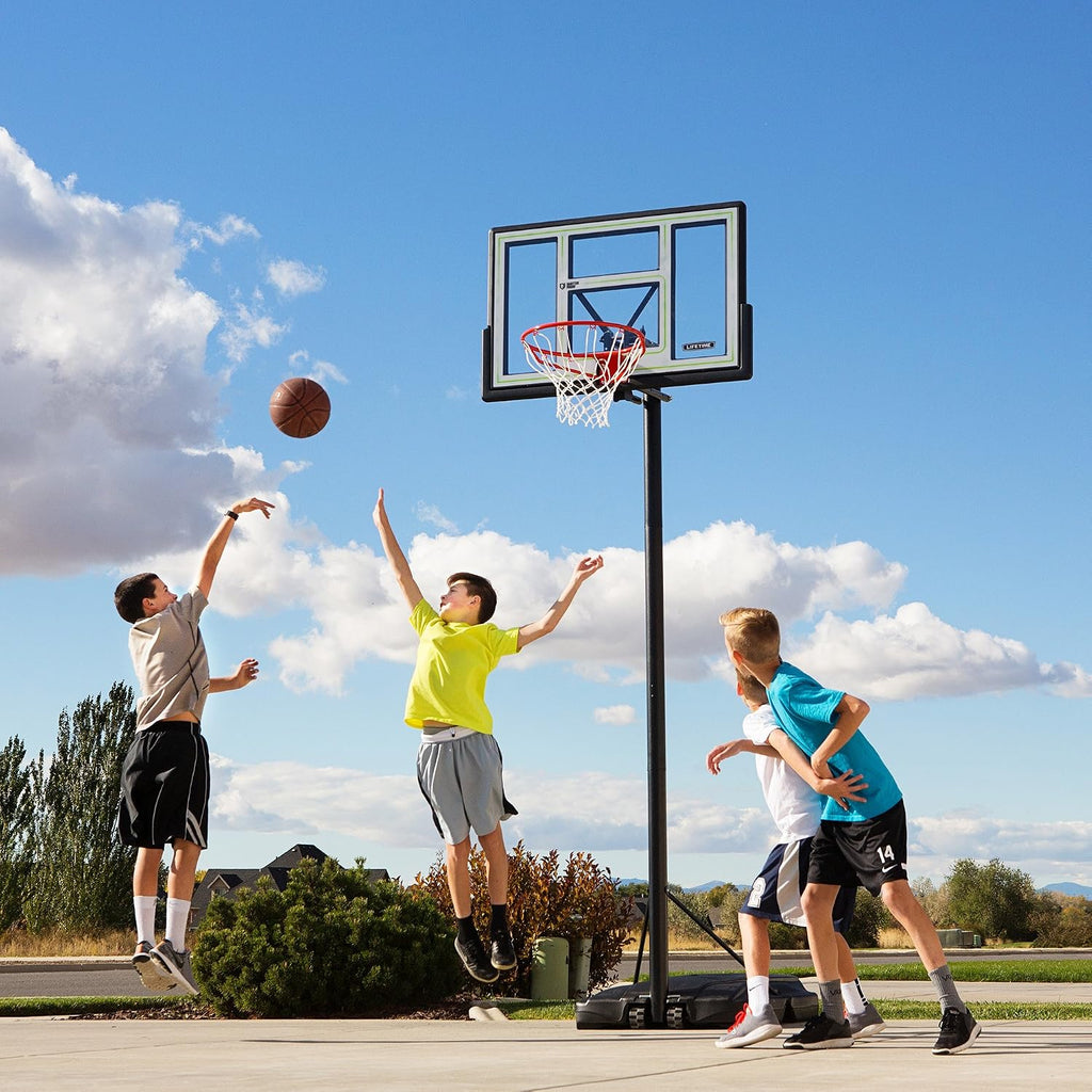 Lifetime Fusion Courtside Portable Basketball System, 46 Inch Backboard