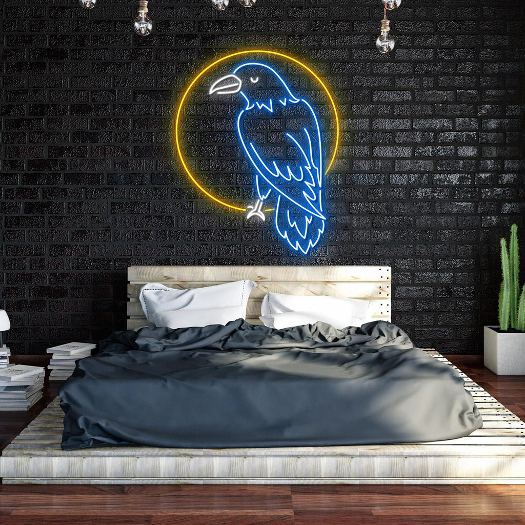 craftnamesign Raven Neon Wall Art with LED Light - Crow Moon Sign Home Decor - Ideal for Gift - Raven Moon Neon sign - Bedroom Decor - Custom Neon Sign