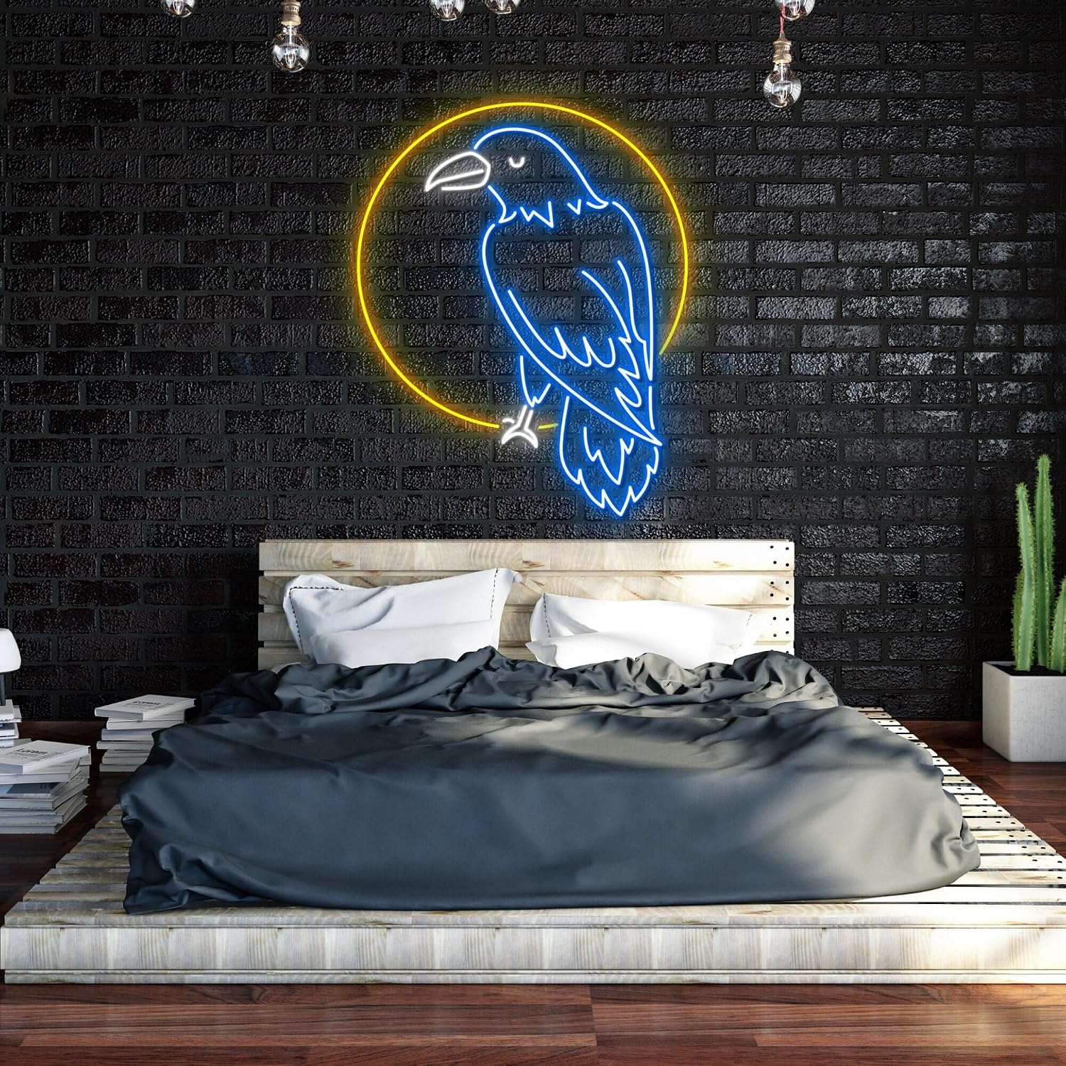 craftnamesign Raven Neon Wall Art with LED Light - Crow Moon Sign Home Decor - Ideal for Gift - Raven Moon Neon sign - Bedroom Decor - Custom Neon Sign
