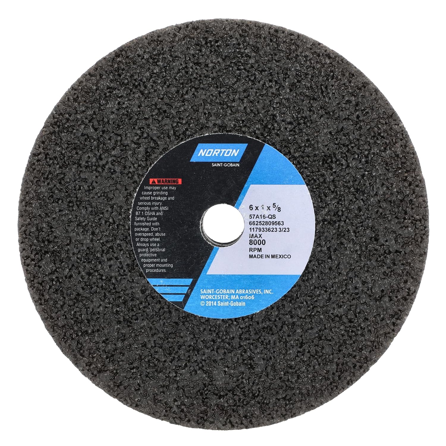 Grinding Wheel, T1, 6x1x5/8, AO, 16G, HRD, Blk, Min. Qty 5 (5 Pieces)