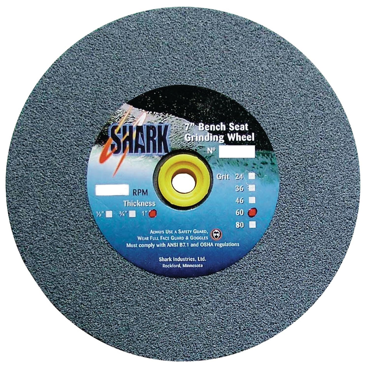 Shark 2036 10-Inch by 1.25-Inch by 1.25-Inch Bench Seat Grinding Wheel with Grit-36
