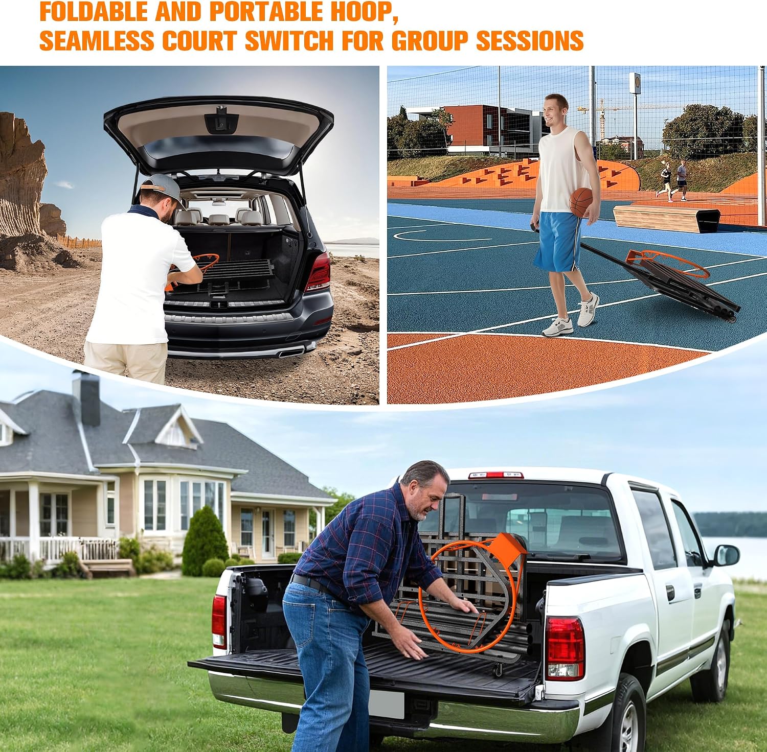New PC Backboard,Basketball Hoop Outdoor 7.1-8.9ft Adjustable,Basketball Portable Hoops & Goals for Kids,Youth,and Adults in Backyard/Driveway/Indoor,33 Inch Shatterproof Backboard and Larger Base