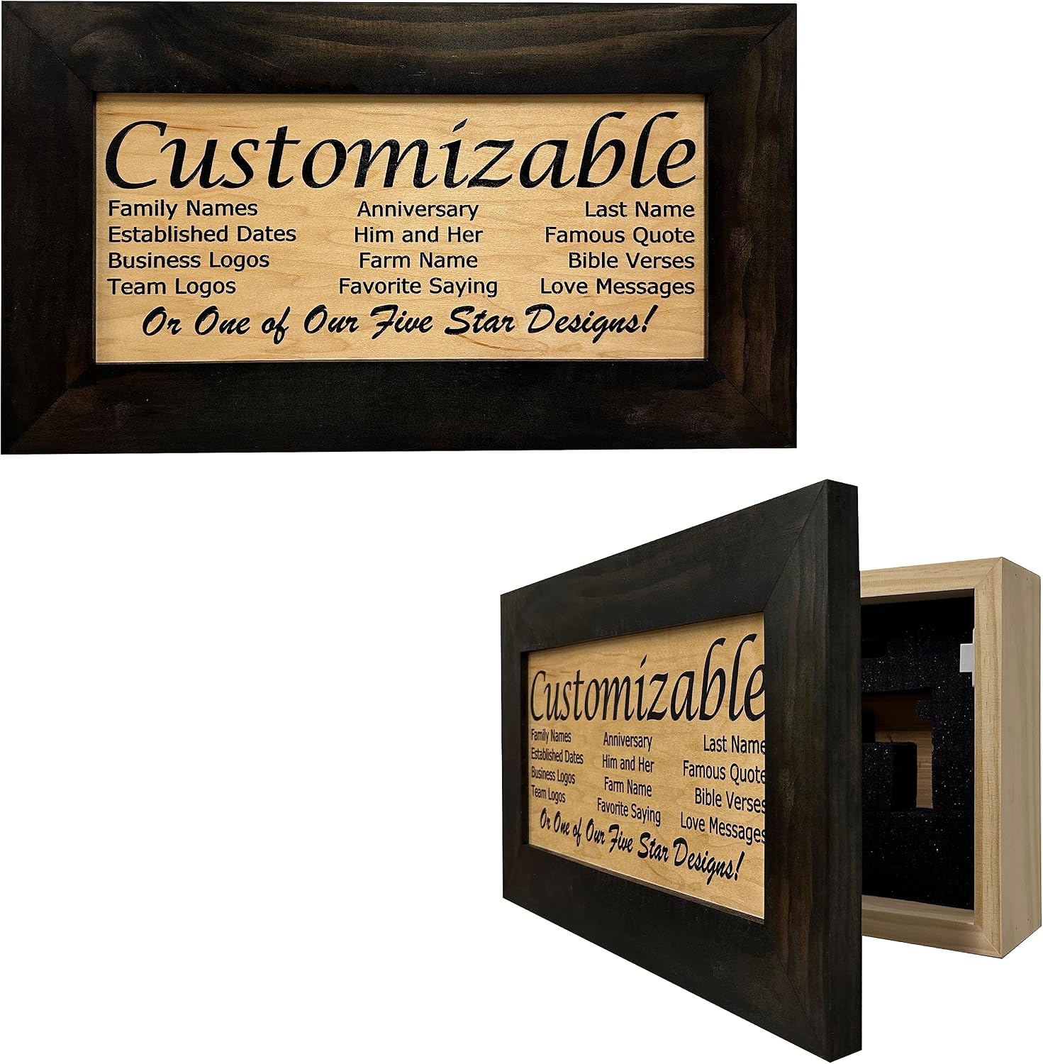Bellewood Designs Customizable Gun Cabinet Wall Decoration - Personalized Gun Safe To Securely Store Your Gun In Plain Sight