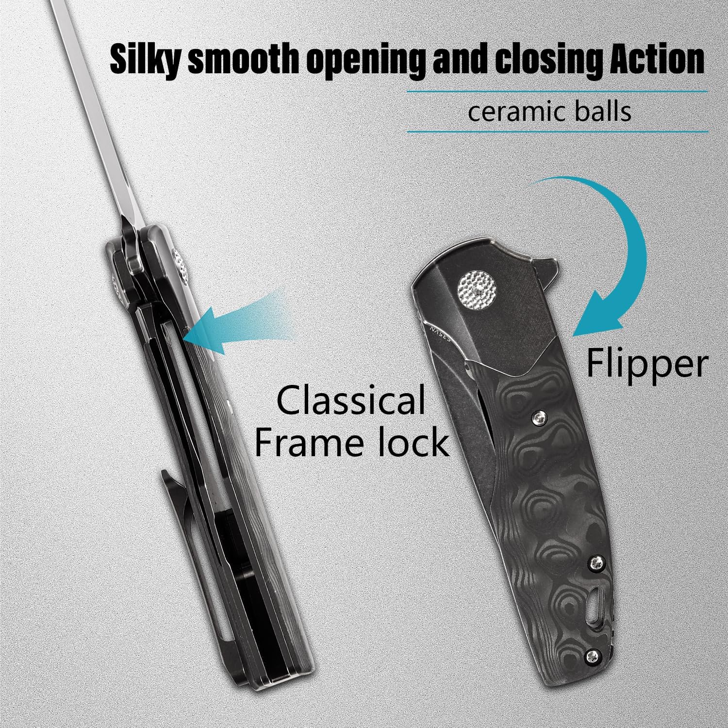 KANSEPT Cassowary Pocket Folding Knives for Men EDC Pocket Knife 2.9'' Black Stonewashed CPM S35VN Blade Folding Knife with Black Stonewashed Titanium Black Rose Pattern Carbon Fiber Handle K2065B3