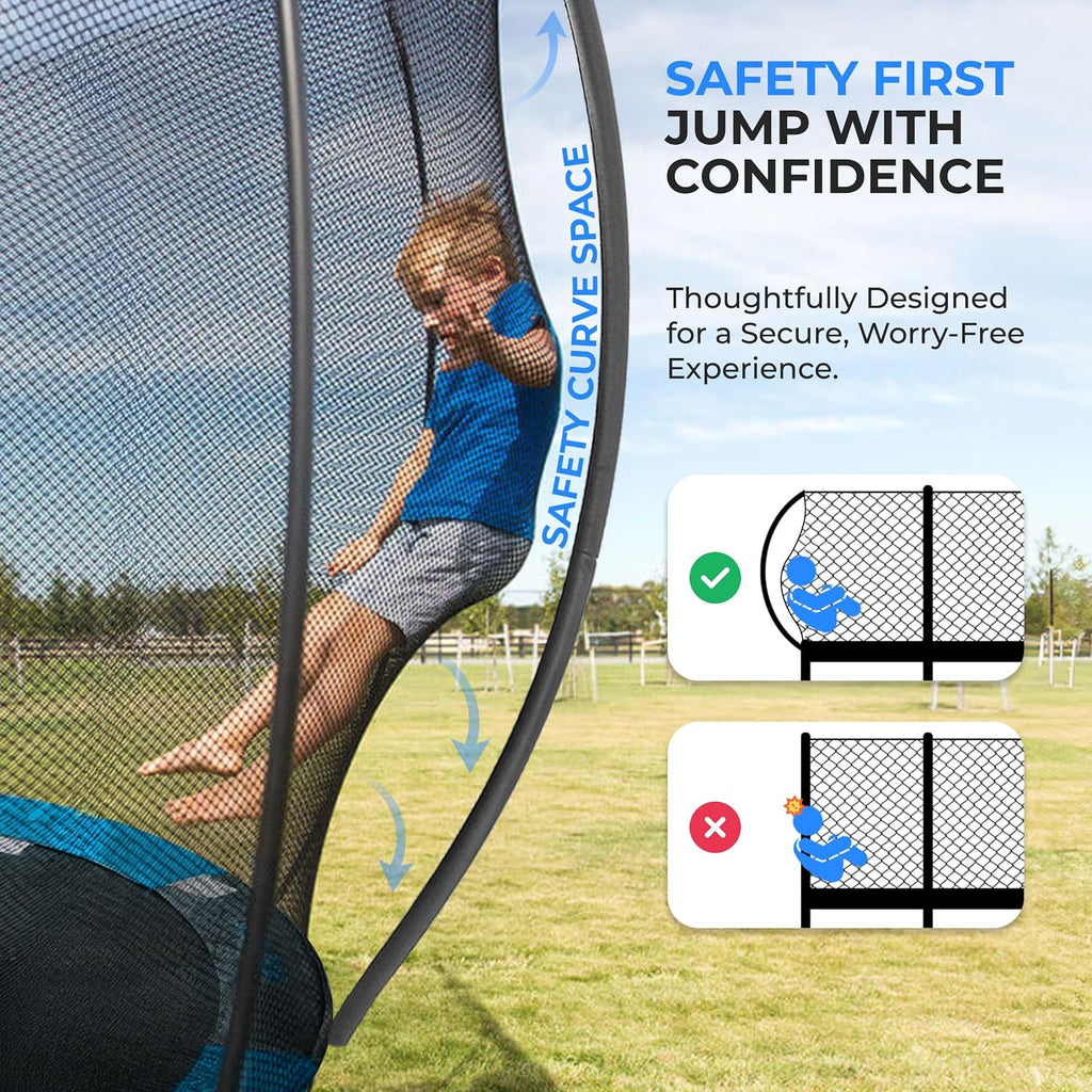 SereneLife Trampoline Outdoor 8FT 10FT 12FT 14FT with Enclosure Net, Ladder and Anti-Rust Coating - ASTM Approved Recreational Trampolines - Heavy Duty Yard Trampolines for Kids and Adults