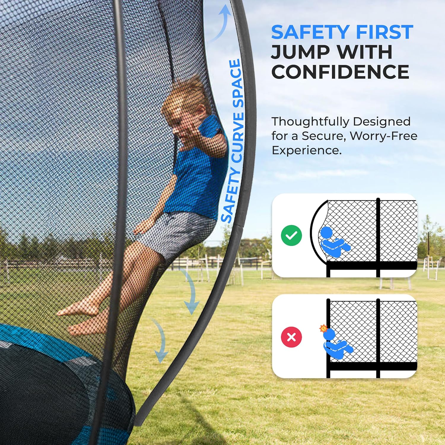 SereneLife Trampoline Outdoor 8FT 10FT 12FT 14FT with Enclosure Net, Ladder and Anti-Rust Coating - ASTM Approved Recreational Trampolines - Heavy Duty Yard Trampolines for Kids and Adults