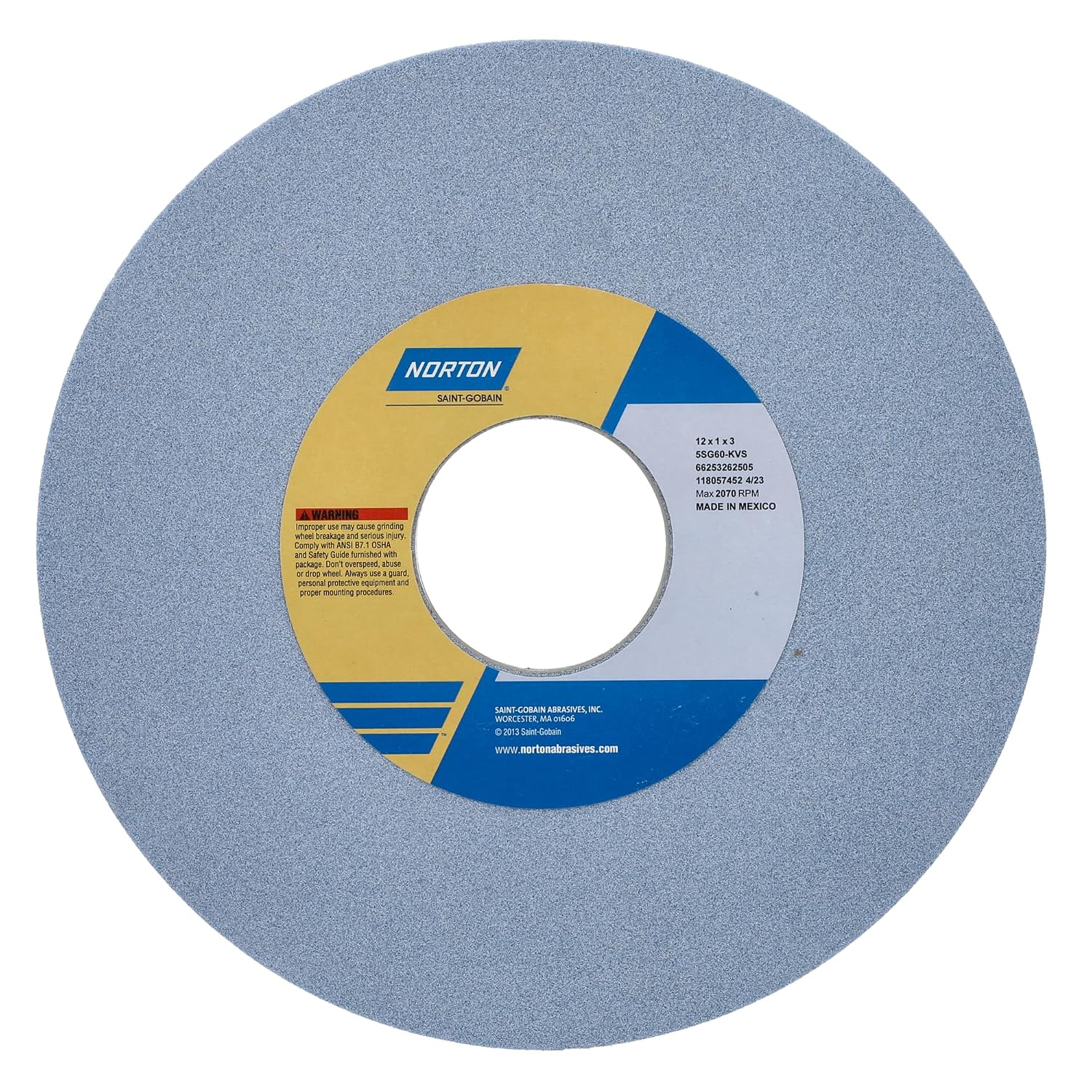 Norton 66253262505 Grinding Wheel,T1,12x1x3,CA,60G,Med,Blue
