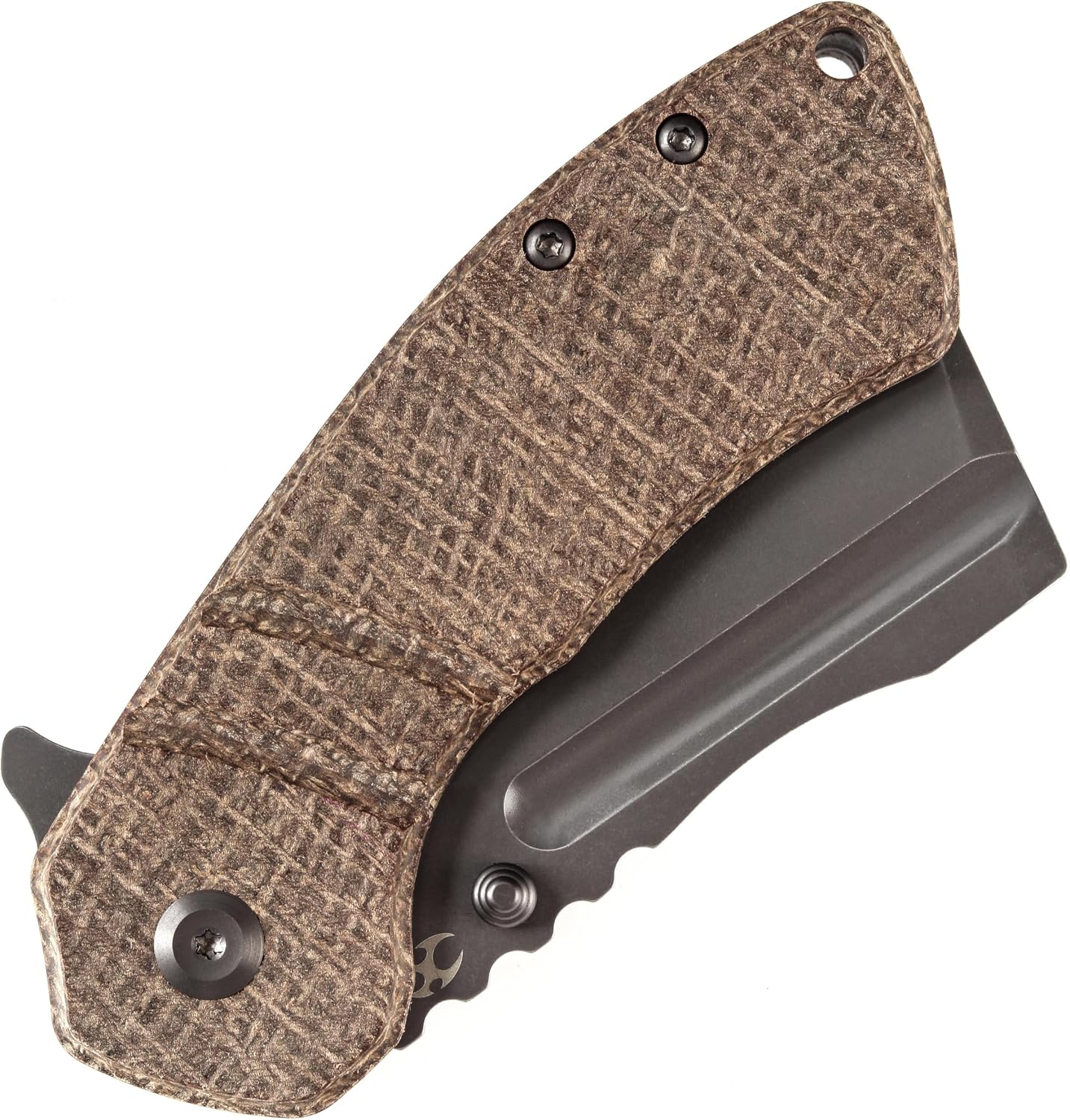KANSEPT M+ Korvid Pocket Folding Knives Pocket Knife 3.07''Gray Anodized and Stonewashed CPM S35VN Blade,Burlap Brwon Micarta Handle,Cleaver Pocket Camping Knife for Everyday Carry K2030C4U