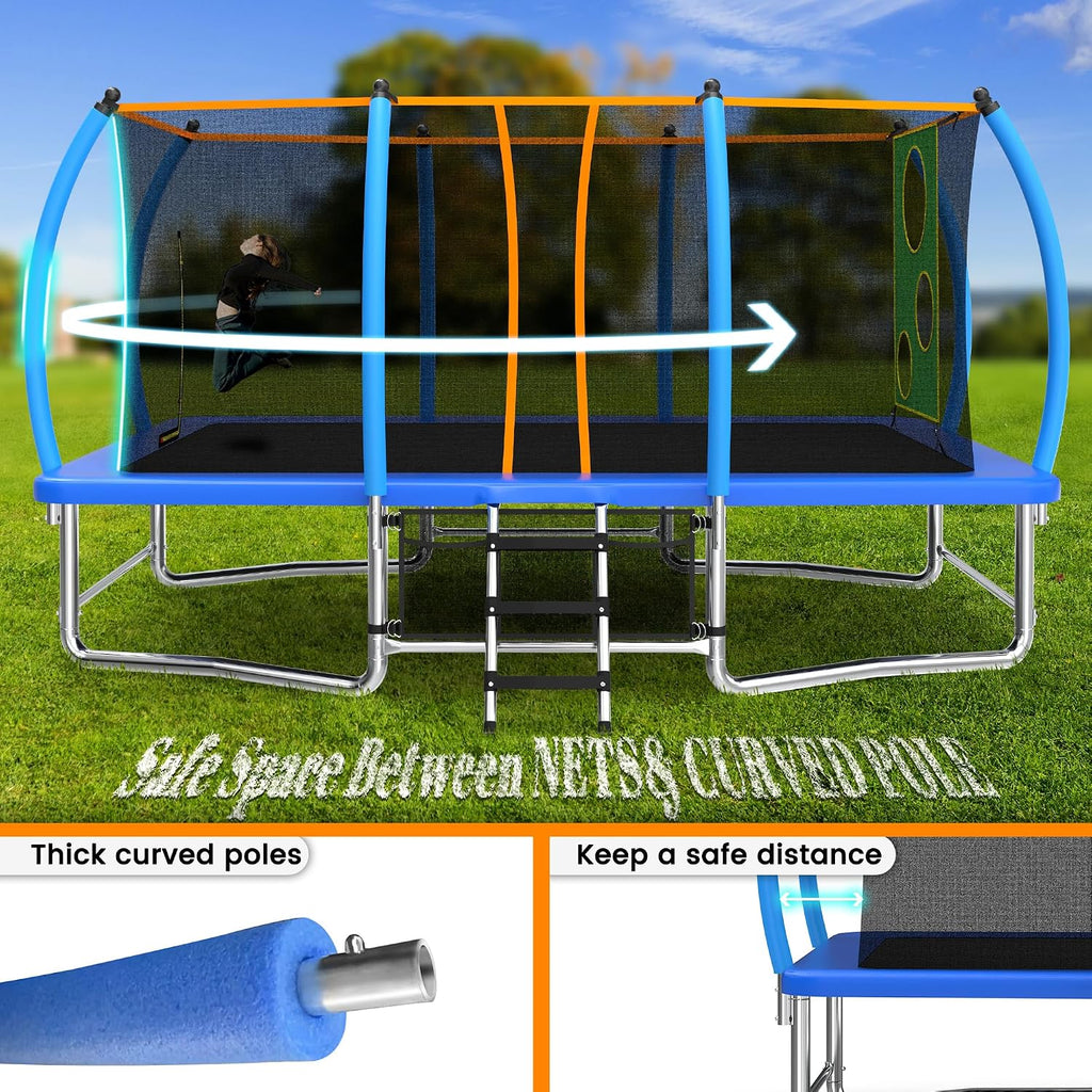 KEIKI Trampoline 8FT Trampolines with Enclosure Net, 960LBS Outdoor Trampolines for Kids with Basketball Hoop-ASTM Approved Trampoline for Children and Adults with Ladder