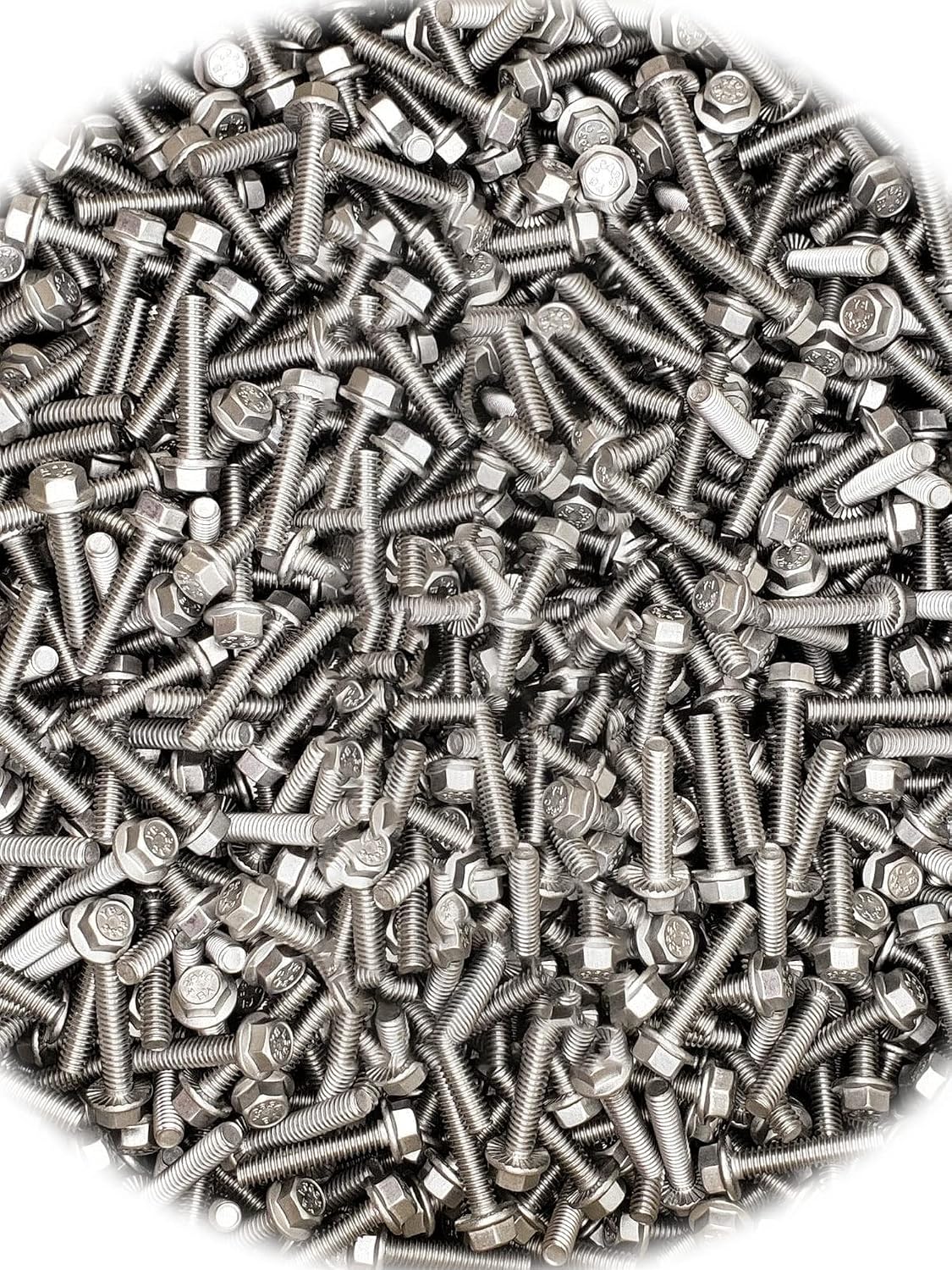 (Qty 250pcs) 1/4-20x1 Stainless Serrated Hex Head Flange Bolts Screws 1/4x20x1 1/4x20 Hardware Fastener Kit Set RV8426S