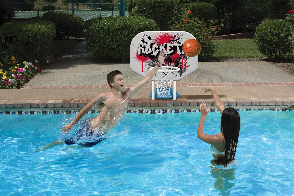 Poolmaster NBA Graffiti Pro Rebounder Poolside Basketball Goal Set with Base, Backboard, Hoop, Net, and Ball