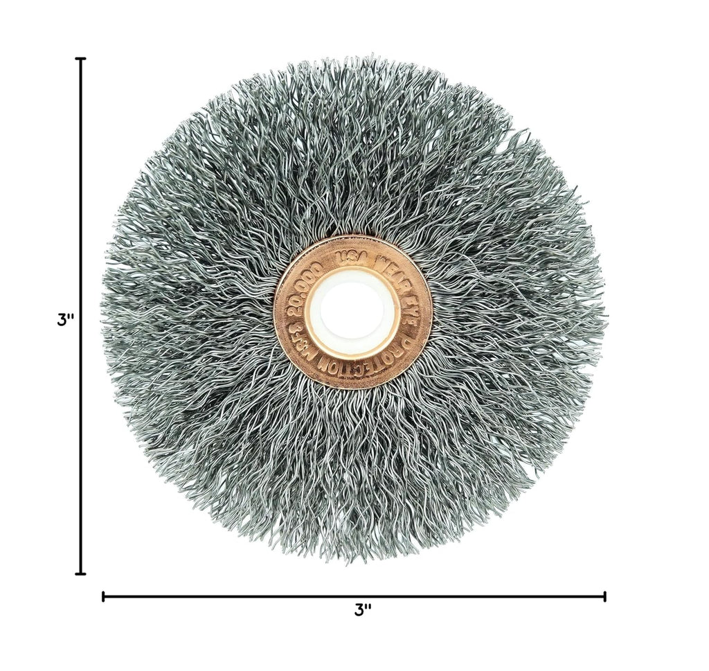 Weiler 15553 3' Crimped Wire Wheel, .0104' Steel Fill, 1/2' Arbor Hole, Made in The USA (Pack of 10)