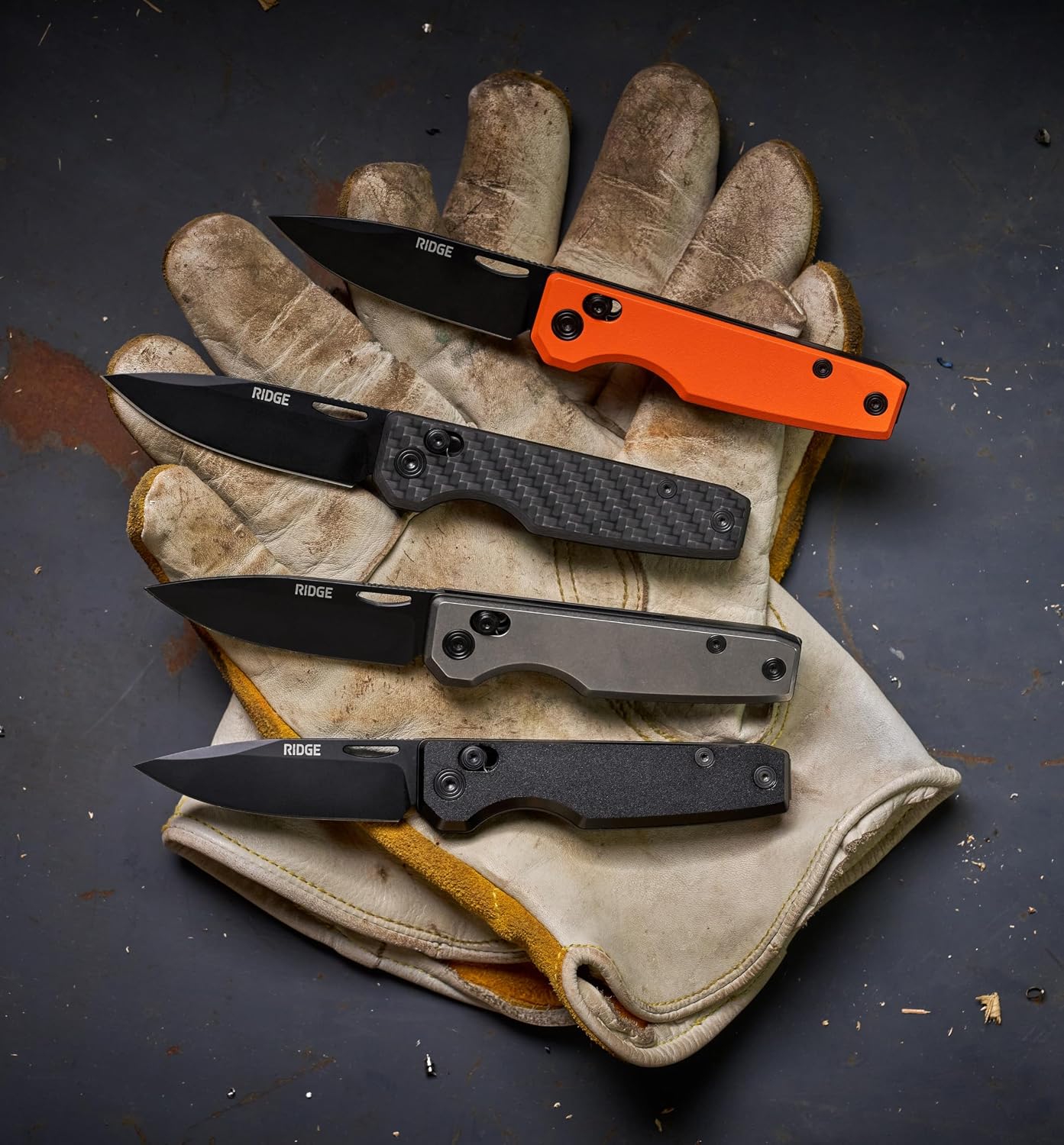 Ridge Everyday Folder Knife - Premium EDC Pocket Knife, Sandvik 14C28N Steel Drop Point Blade with Black DLC Finish, Ceramic Bearings, Deep Carry Clip & Multipurpose Design (Basecamp Orange)