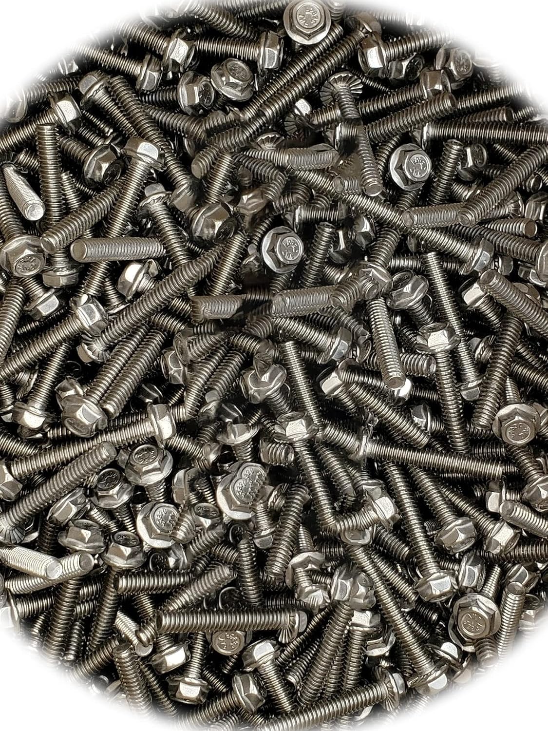 (Qty 250pcs) 1/4-20x1-1/2 Serrated Hex Head Flange Bolt/Cap Screws 1/4 x 1-1/2 Hardware Fastener Kit Set RV8737S