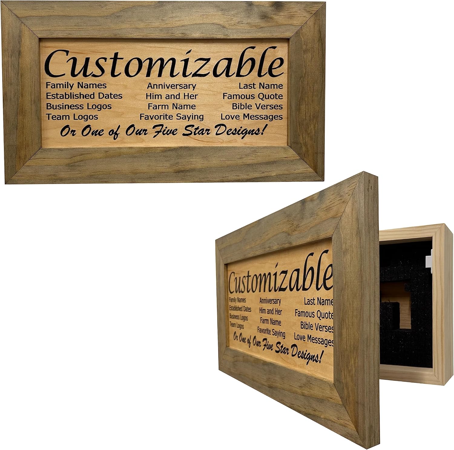 Bellewood Designs Customizable Gun Cabinet Wall Decoration - Personalized Gun Safe To Securely Store Your Gun In Plain Sight