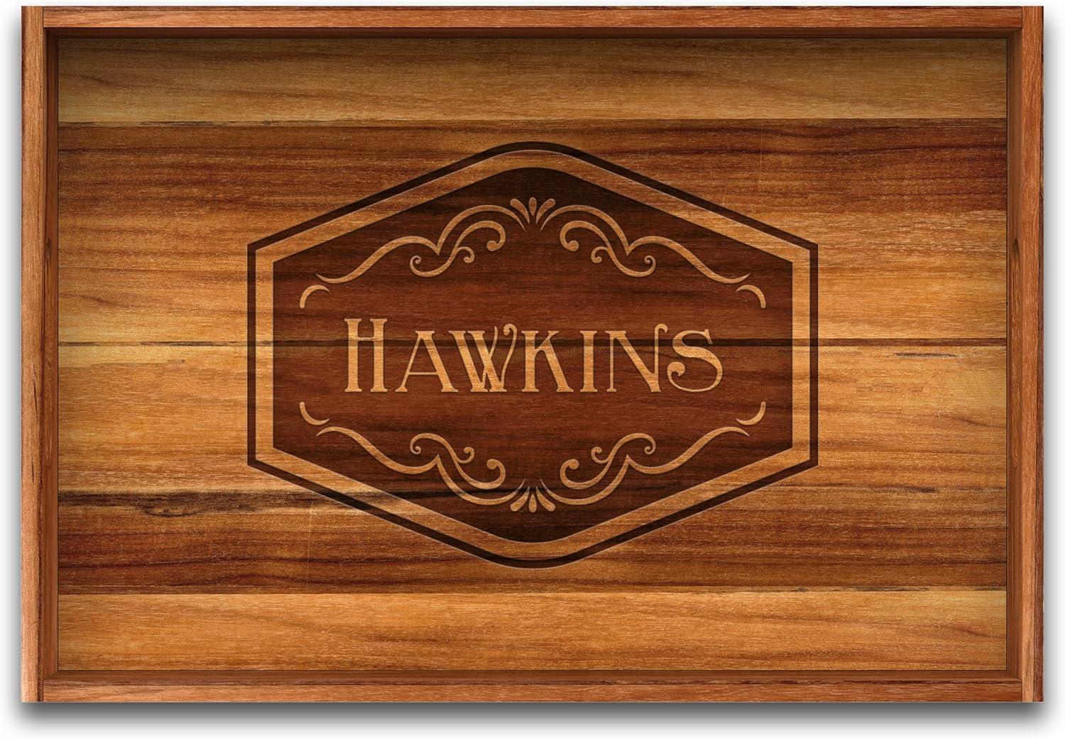 Teak Wood Serving Tray with Handles, Large Size - Engraved Personalized Gifts