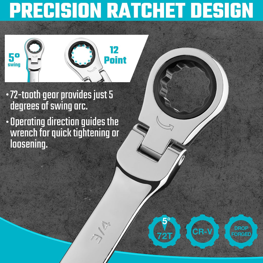 DURATECH Mini Wrench Set, Anti Slip Ratcheting Wrench Set, 42-Piece, Metric & SAE, with Rolling Pouch