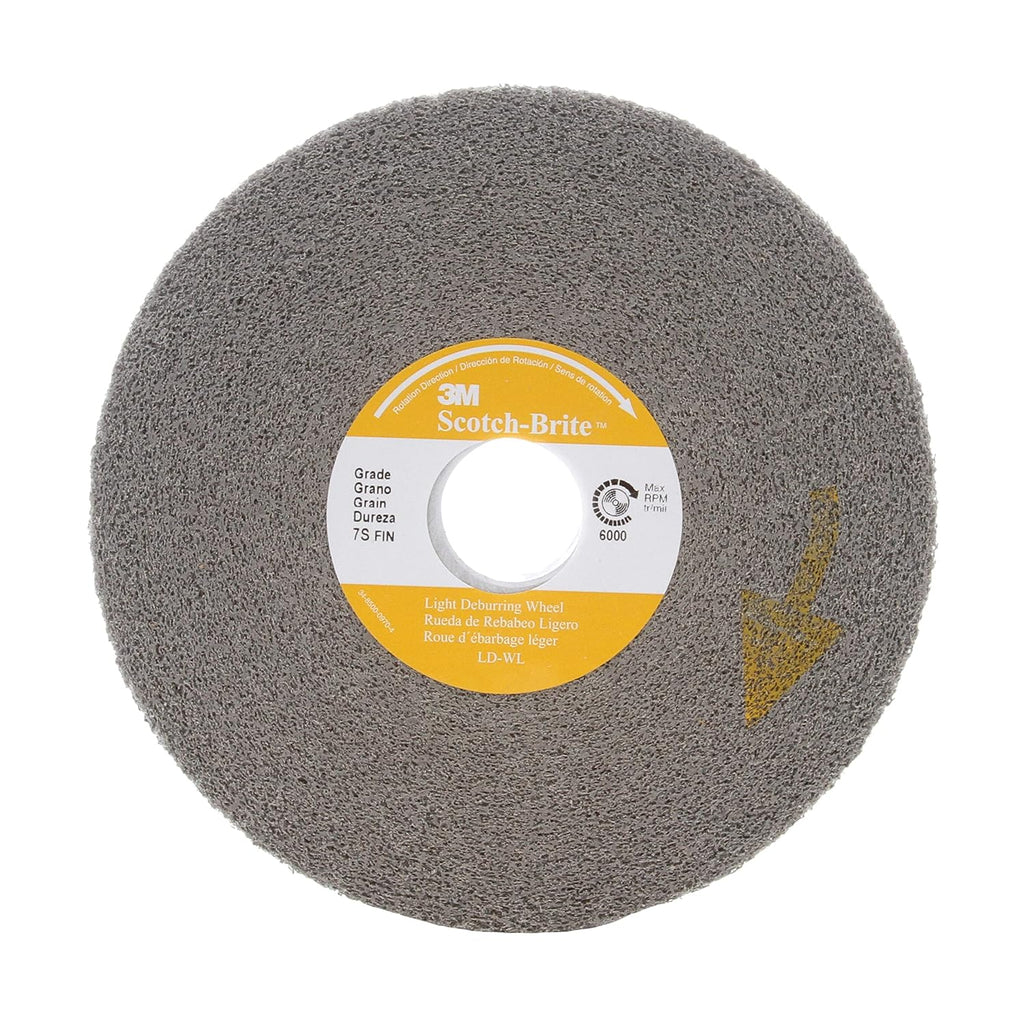 Scotch-Brite Light Deburring Wheel - 7S Fine Grit Silicon Carbide - Metal Deburring, Finishing and Polishing - Convolute Wheel - 6' x 2' x 1' (2 per Case)