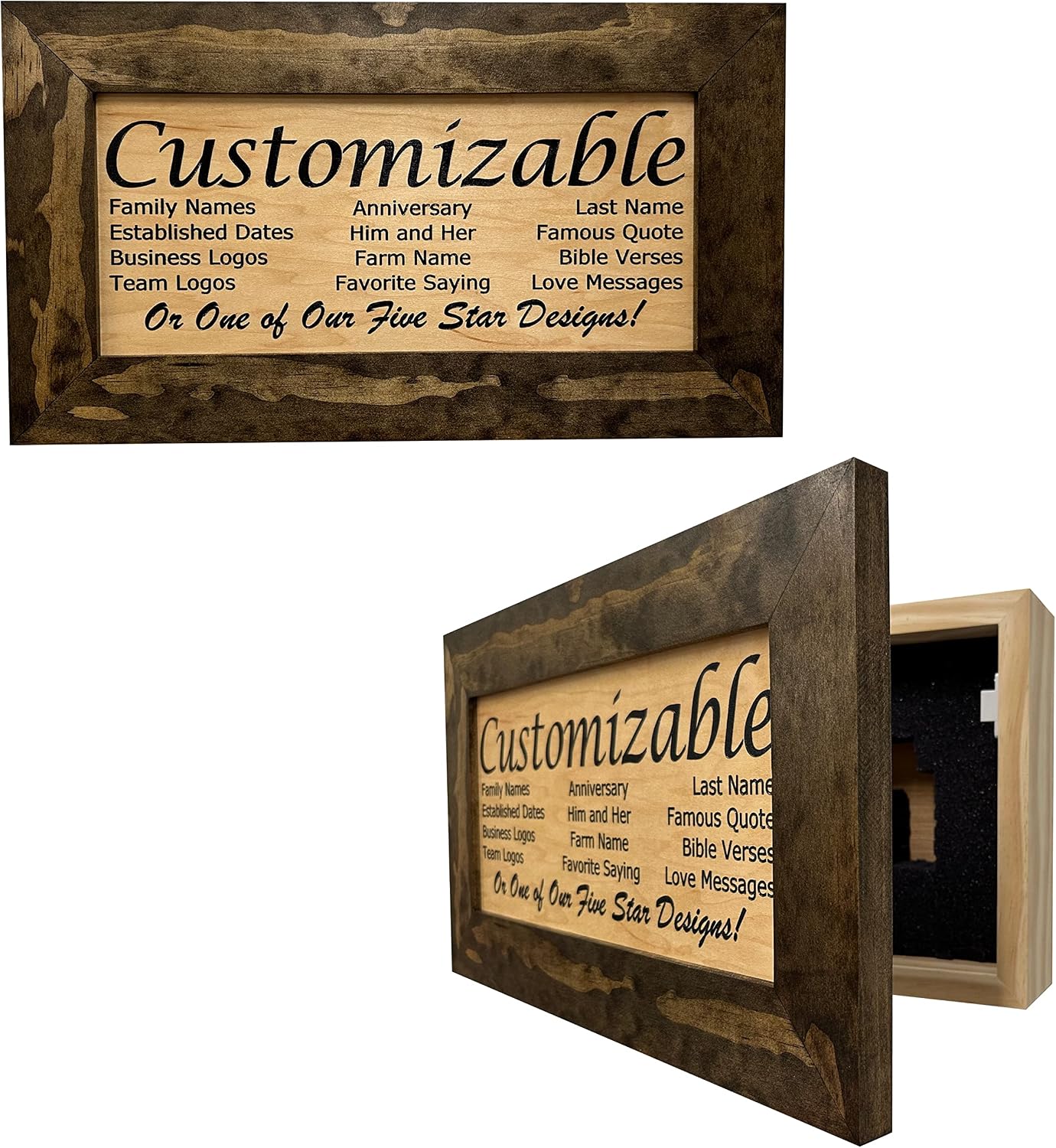Bellewood Designs Customizable Gun Cabinet Wall Decoration - Personalized Gun Safe To Securely Store Your Gun In Plain Sight