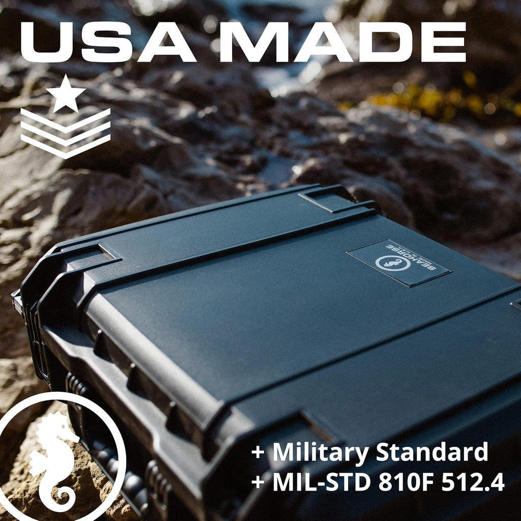 Seahorse 720 Heavy Duty Protective Dry Box Case Without Foam - TSA Approved/Mil Spec / IP67 Waterproof/USA Made for Cameras, Firearms, Motorcycles, Laptops, Consoles, VR, Drones