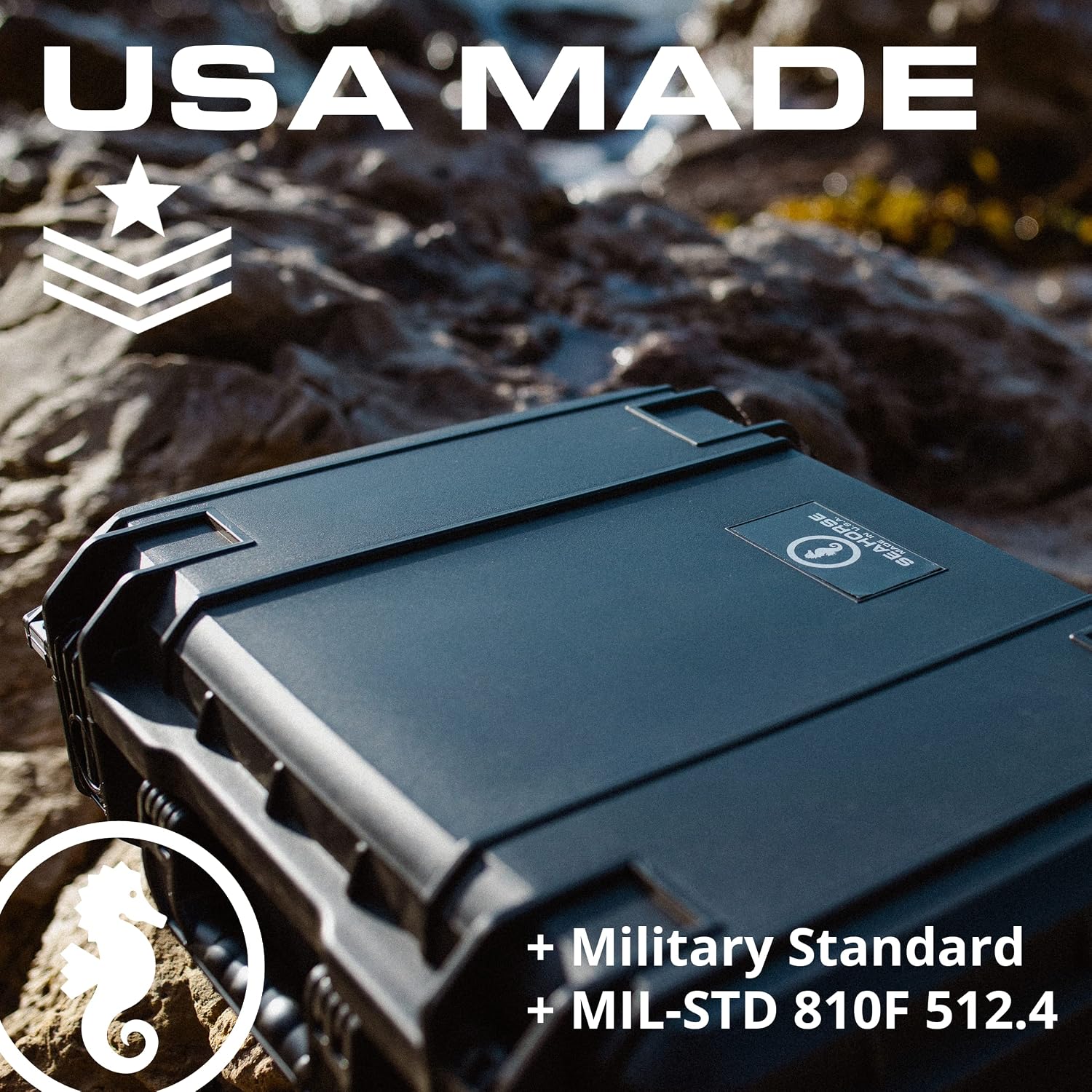 Seahorse 720 Heavy Duty Protective Dry Box Case Without Foam - TSA Approved/Mil Spec / IP67 Waterproof/USA Made for Cameras, Firearms, Motorcycles, Laptops, Consoles, VR, Drones