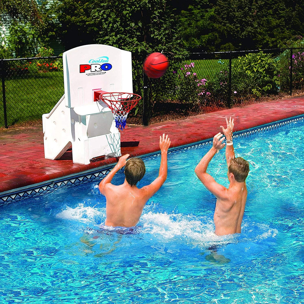 Cool Jam Pro Pool Basketball Goal Hoop Net | Includes 2 Basketballs | Adjustable Heights | Hard Molded Backboard | Sturdy & Stable Weighted Base | Make Your Swimming Pool The Neighborhood Arena
