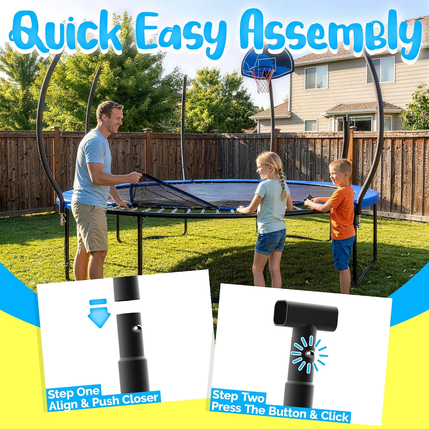 YORIN Tranpoline 10 12 14 15 16 FT Tranpoline for Kids and Adults 1500LBS Recreational Tranpoline with Basketball Hoop, Enclosure Net, Back Yard Heavy Duty Outdoor Pumpkin Tranpolines, ASTM Approved