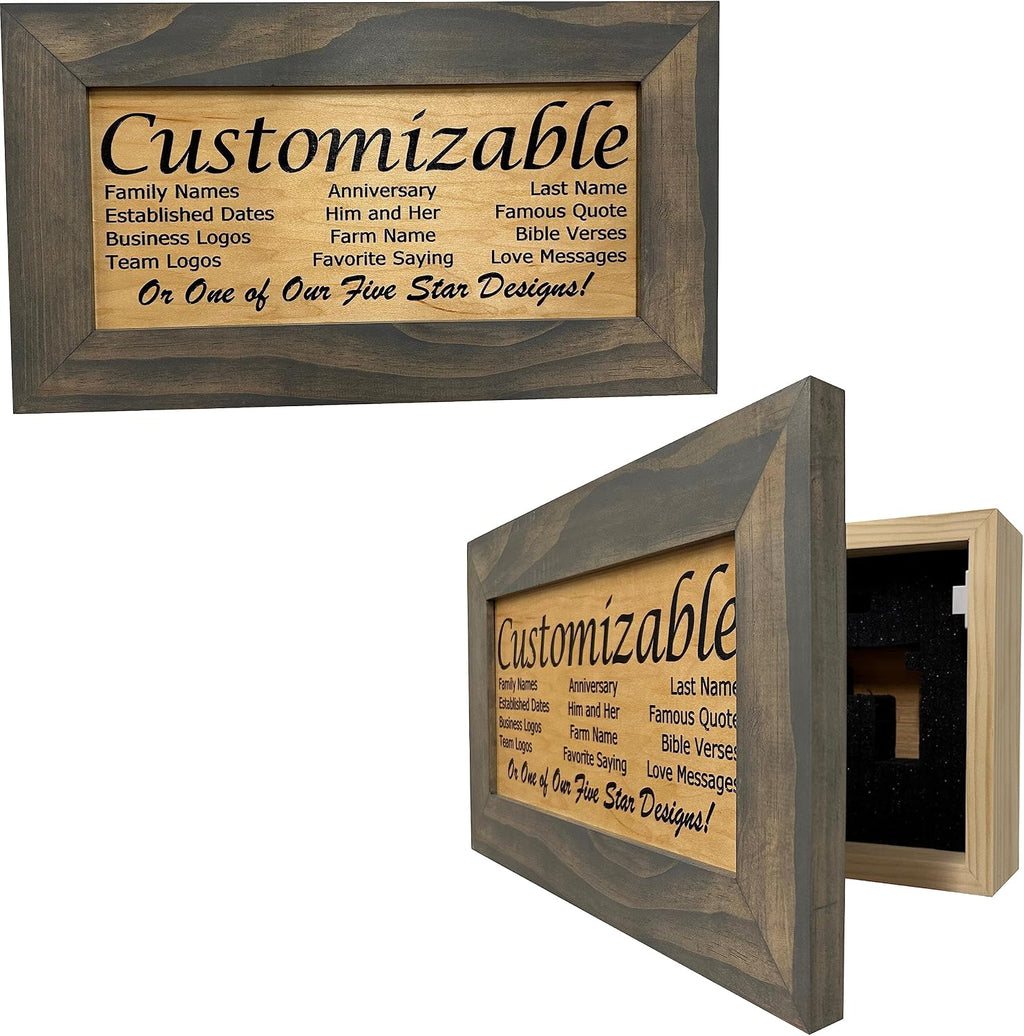 Bellewood Designs Customizable Gun Cabinet Wall Decoration - Personalized Gun Safe To Securely Store Your Gun In Plain Sight