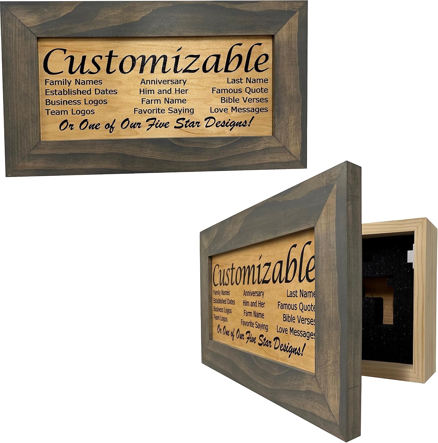 Bellewood Designs Customizable Gun Cabinet Wall Decoration - Personalized Gun Safe To Securely Store Your Gun In Plain Sight