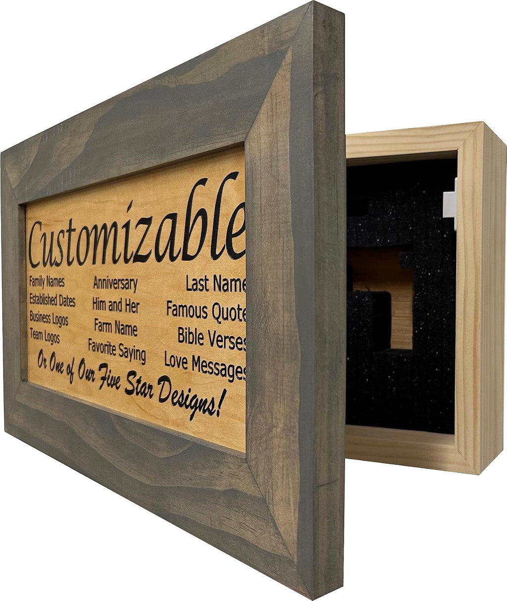 Bellewood Designs Customizable Gun Cabinet Wall Decoration - Personalized Gun Safe To Securely Store Your Gun In Plain Sight