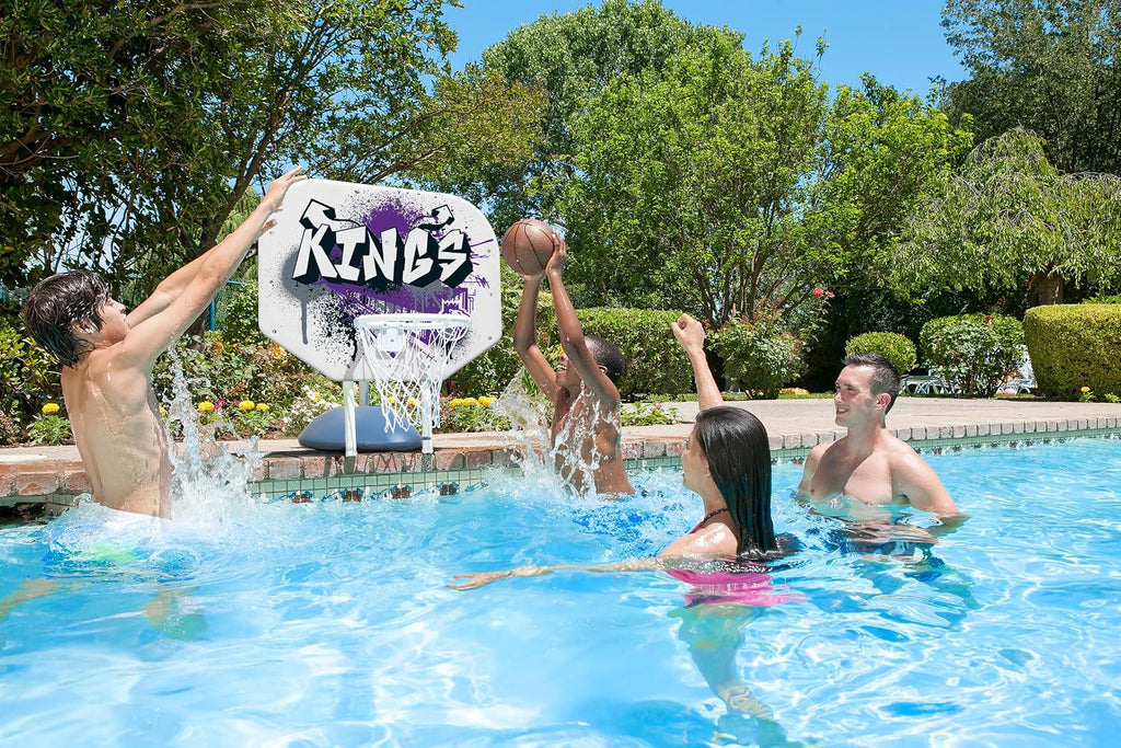 Poolmaster NBA Graffiti Pro Rebounder Poolside Basketball Goal Set with Base, Backboard, Hoop, Net, and Ball