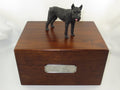 Beautiful Paulownia Large Wooden Urn with Black Giant Schnauzer Figurine & Personalized Pewter Engraving