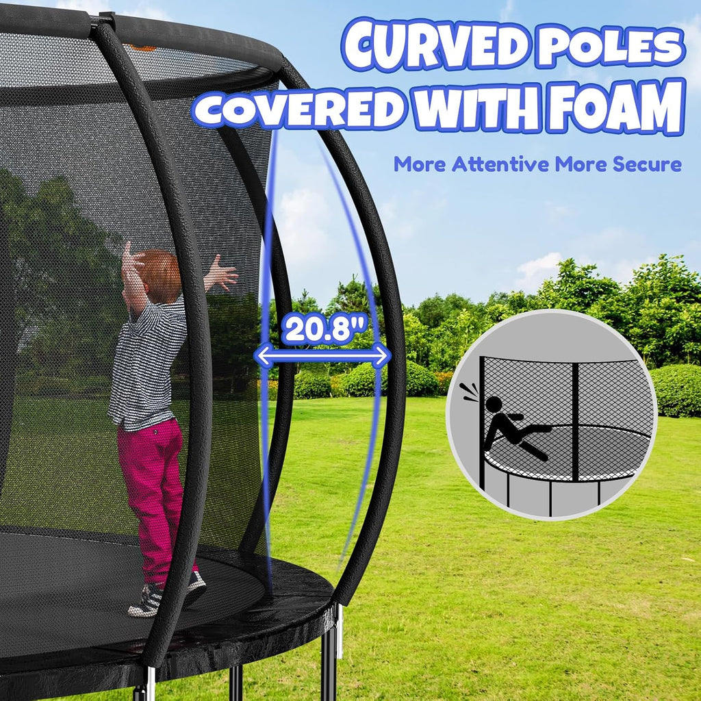 Kiivakii Trampoline 12 14 16FT, Outdoor Big Trampolines for Kids and Adults, Recreational Trampolines with Basketball Hoop and Stakes, Big Round Trampoline with Sprinkler for Backyard