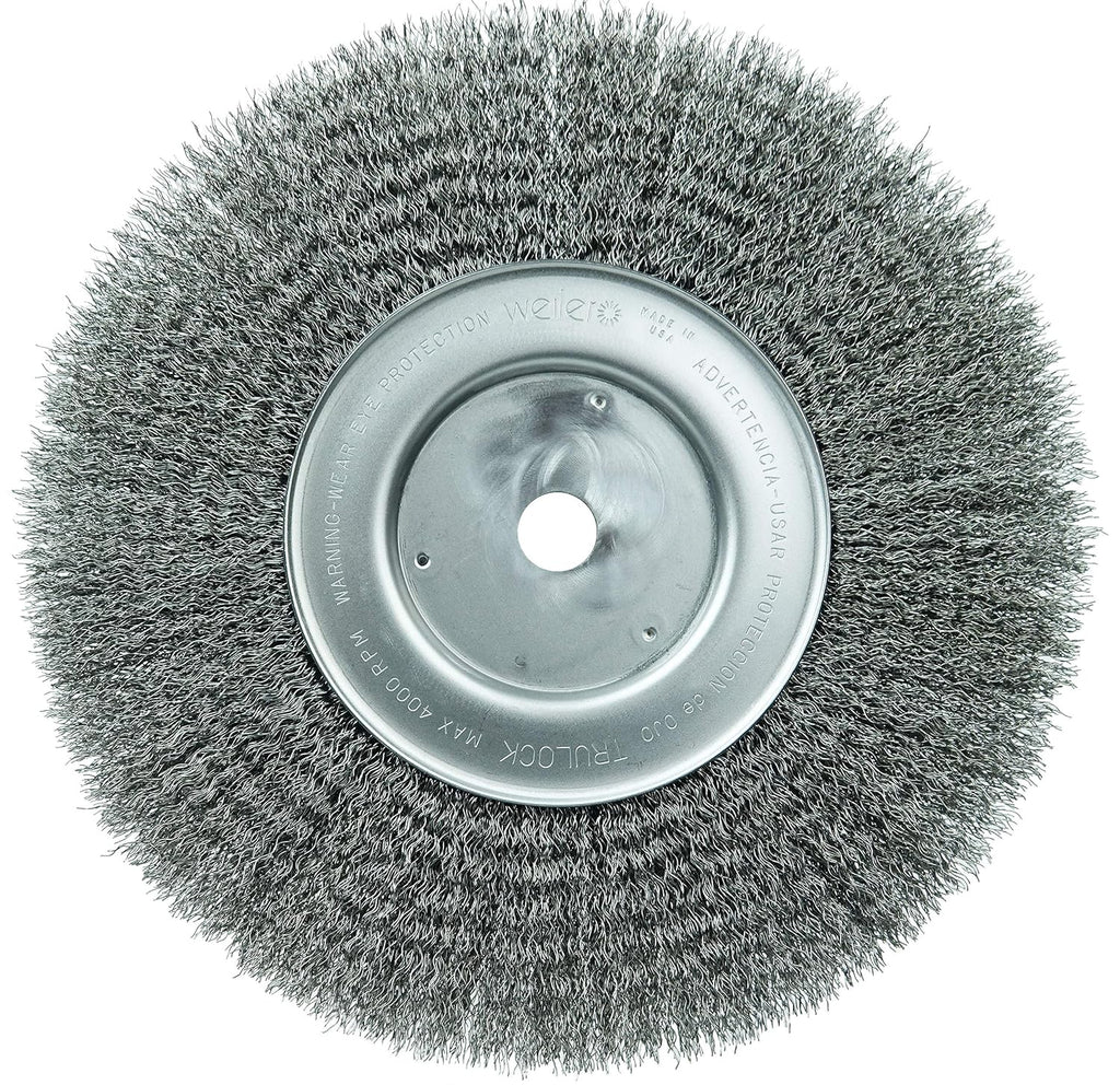 Weiler 01248 10' Narrow Face Crimped Wire Wheel, 0.0118' Steel Fill, 3/4' Arbor Hole, Made in the USA (Pack of 2)