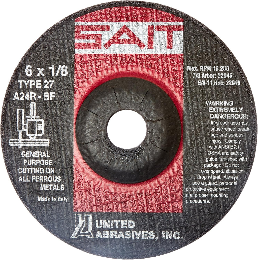 United Abrasives- SAIT DT 6 X 1/8 X 7/8 A24R Cutting Wheel (QTY: 25), Multi, 22045