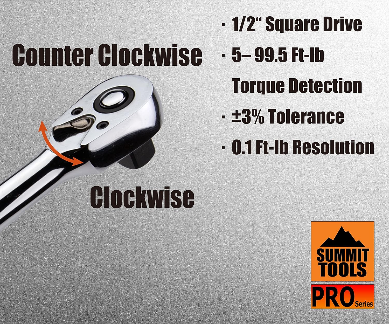 1/2 inch Digital Torque Wrench, 5-99.5 ft-lbs (6.8-135 N-m) Torque Range, Sequential LED and Buzzer, Calibrated (WSP4-135CN)